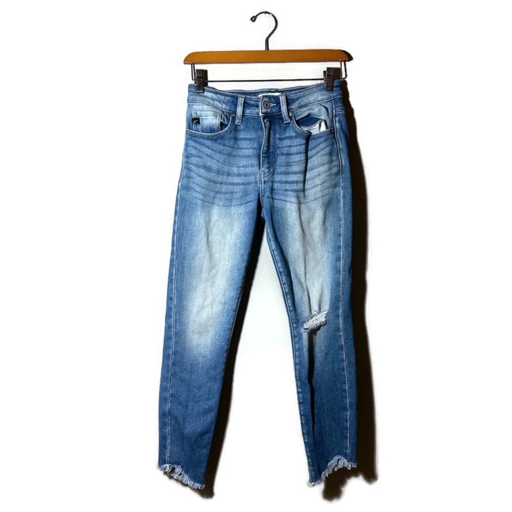 Kancan Women's Blue Ankle Distressed Skinny Jeans Size 26